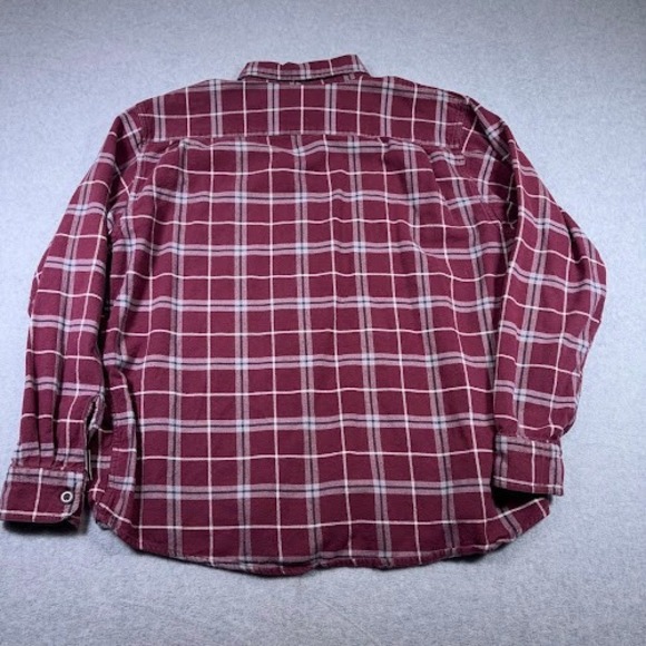 Wrangler Flannel Shirt Mens XL Burgundy Plaid Long Sleeve Button Up Shirt Cotton - Picture 6 of 6